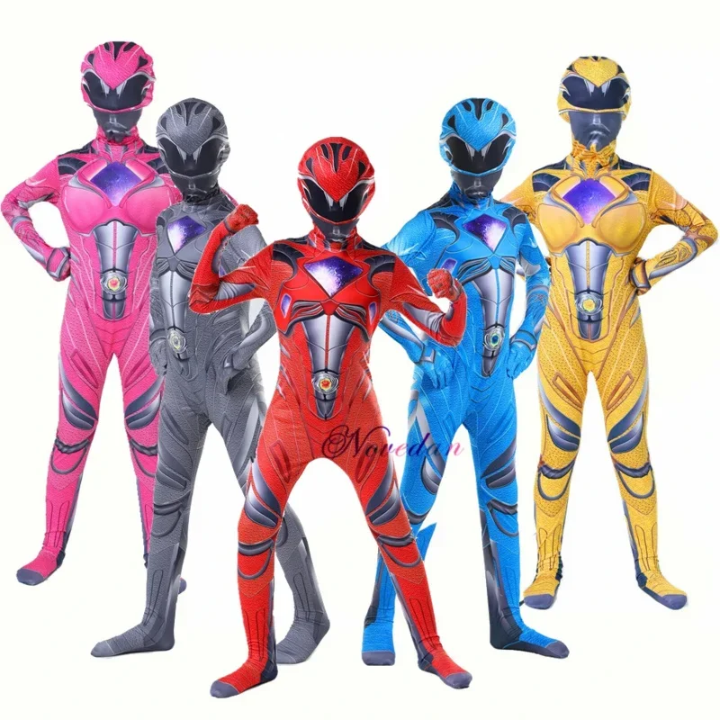 Disfraz de Rangers para niños, disfraz de Power Mecha Five Beast, disfraz de Anime para niños, disfraces de Halloween para niños, máscara, monos para fiesta de Carnaval E