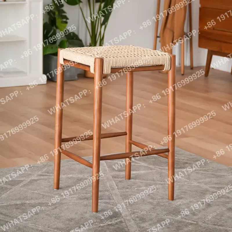 Leather High Chair for bar Table Exterior Commercial Furniture bar Counter Chairs for Kitchen bar Stool Rattan