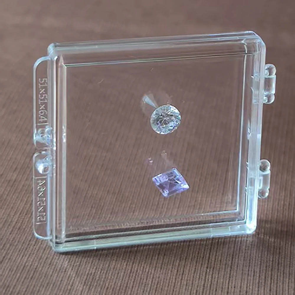 Transparent Diamond Box Gemstone Display Tray Floating Gem Packaging Storage Case Beads Display Showcase Gems Organizer Box