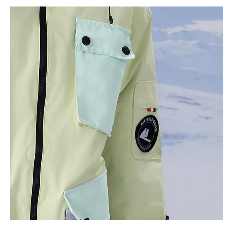 Fashion Colors Man's or Women's Ice Snow Suit Sets Snowboarding Clothing Ski Costumes Waterproof Winter Wear Jackets Strap Pants