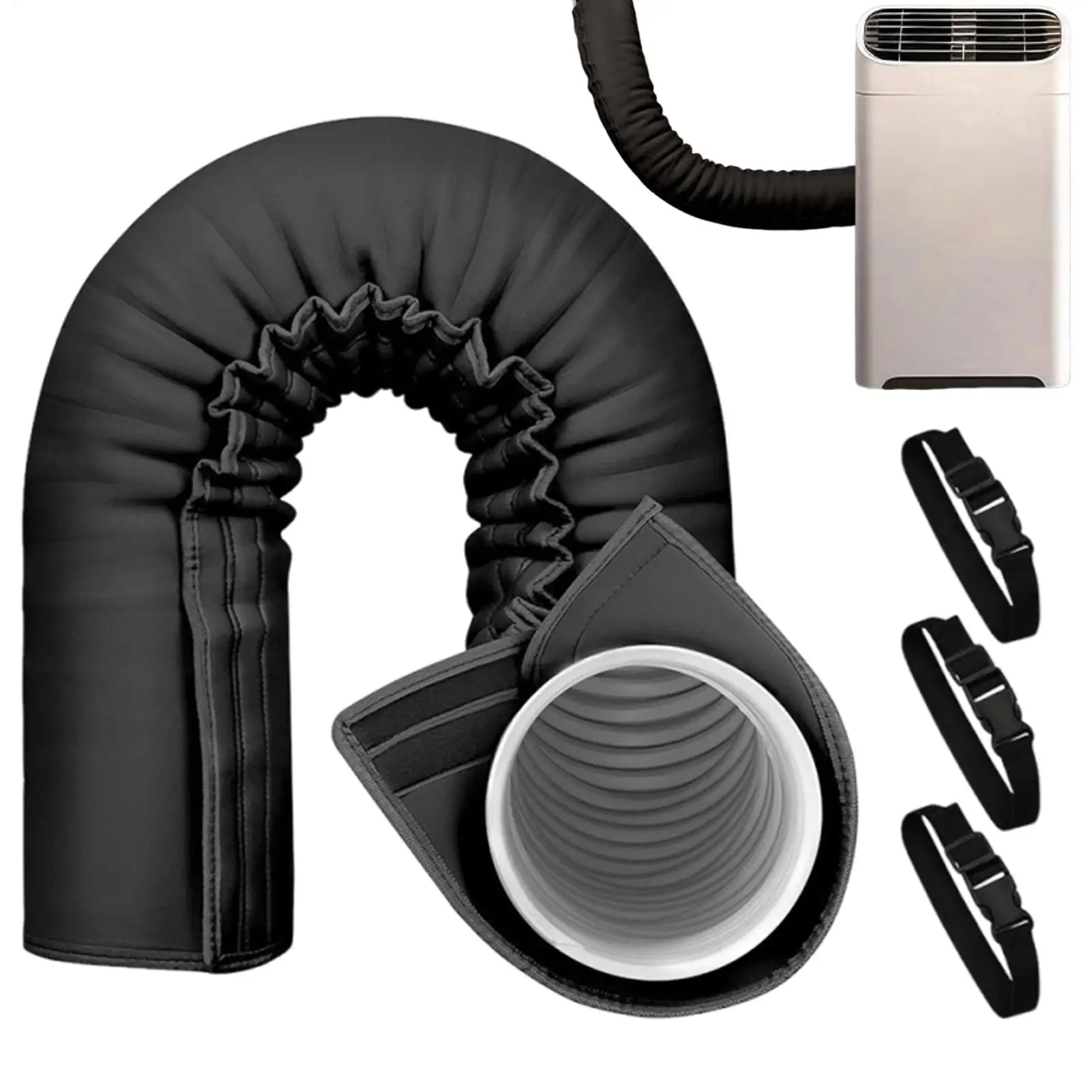 

Washable AC Hose Insulation Sleeve Portable AC Hose Insulation Sleeve Foldable Duct Vent Accessories With 3 Adjustable Straps