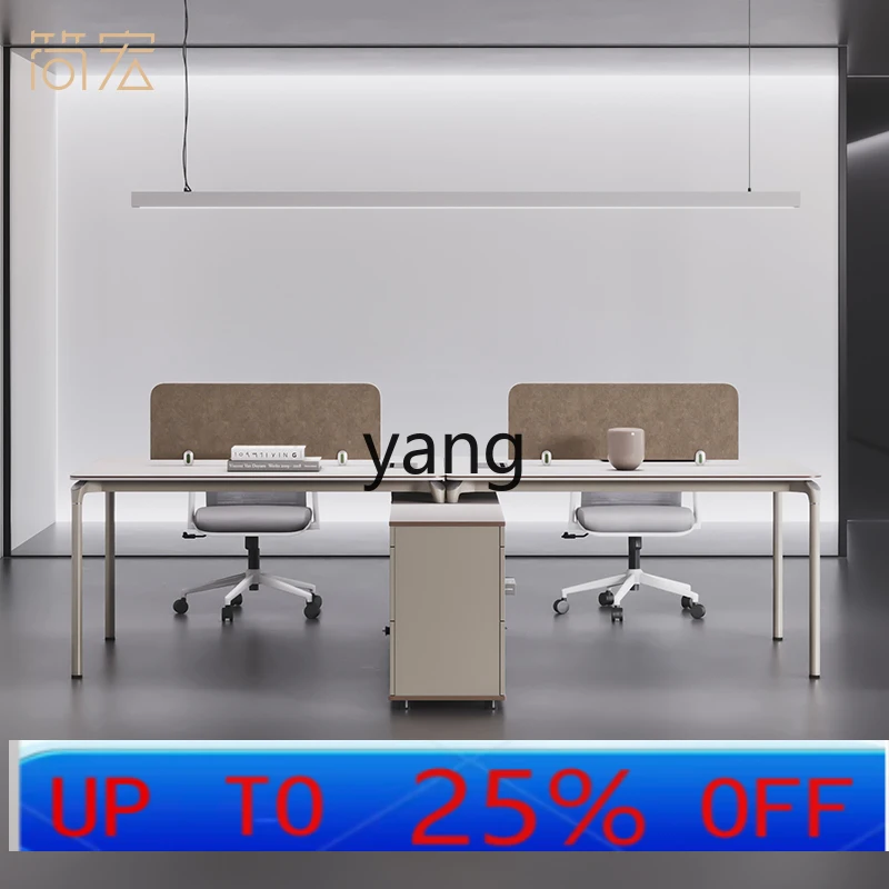 LH Simple Modern Staff Room Staff Double Quad Workstation 2 Card Seat 4 Clerk Desk and Chair Combination