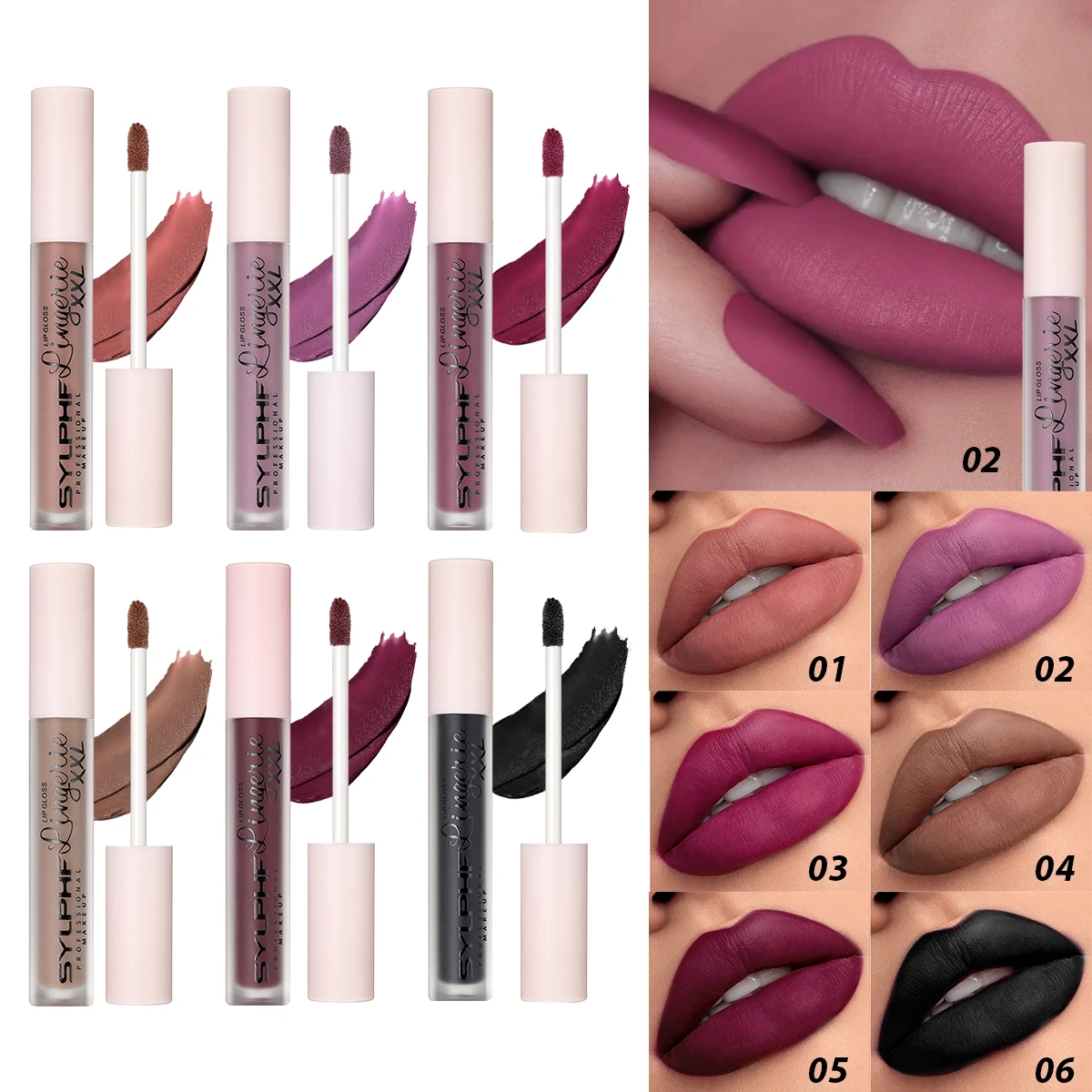 Velvet matte lip gloss, waterproof, easy to color, lightweight texture, natural makeup effect
