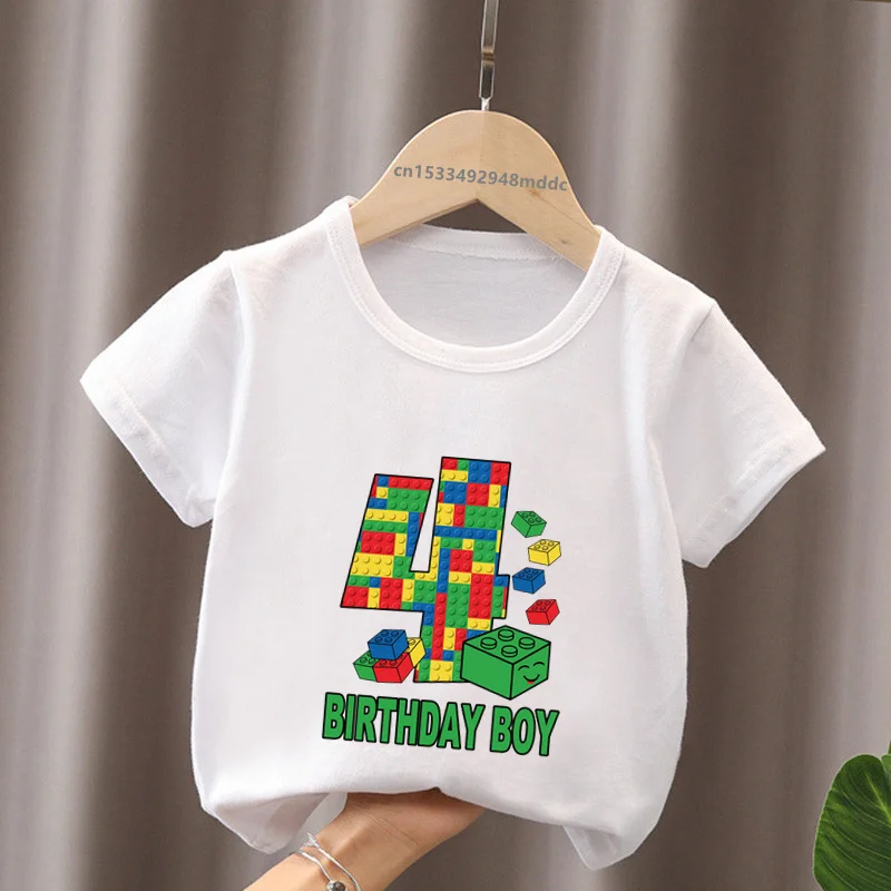 Master Builder Blocks Building Print Nummer Grappig Kids T-Shirt 1 2 3 4 5 6 7 8 9 Jaar Verjaardag Baby Jongens T-Shirts Meisjes Kleding