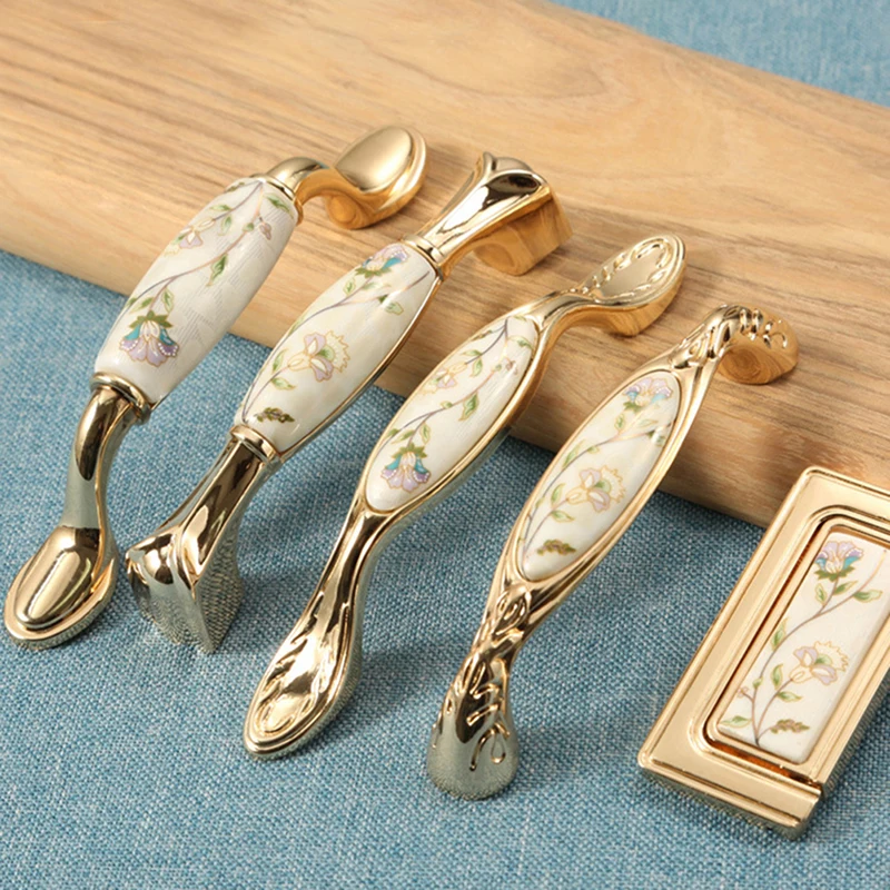 1Pc Antique Ceramic Cabinet Handles Chinese Vintage Drawer Knobs Wardrobe Door Handles European Furniture Handle Hardware