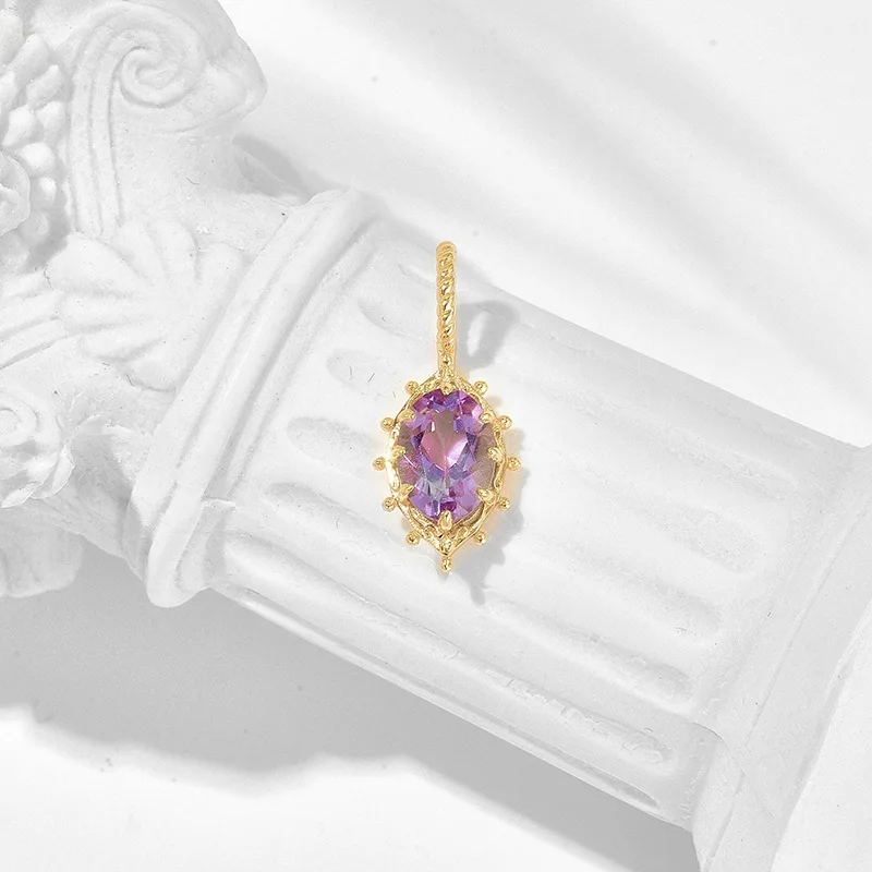 Imagem -03 - Sterling Silver Amethyst Colar para Mulheres Vintage Small Crown Pendant Gemstone Natural Ouro Vermeil Jóias Finas Lamoon-925