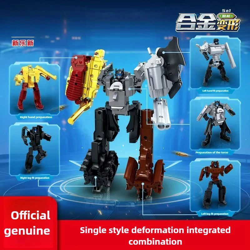 Nouveaux jouets robots en alliage combiné 5 en 1, ensemble de guerrier transformateur avec armes à articulations mobiles, Kit de pistolet à tige éducatif pour enfants de 10 à 14 ans