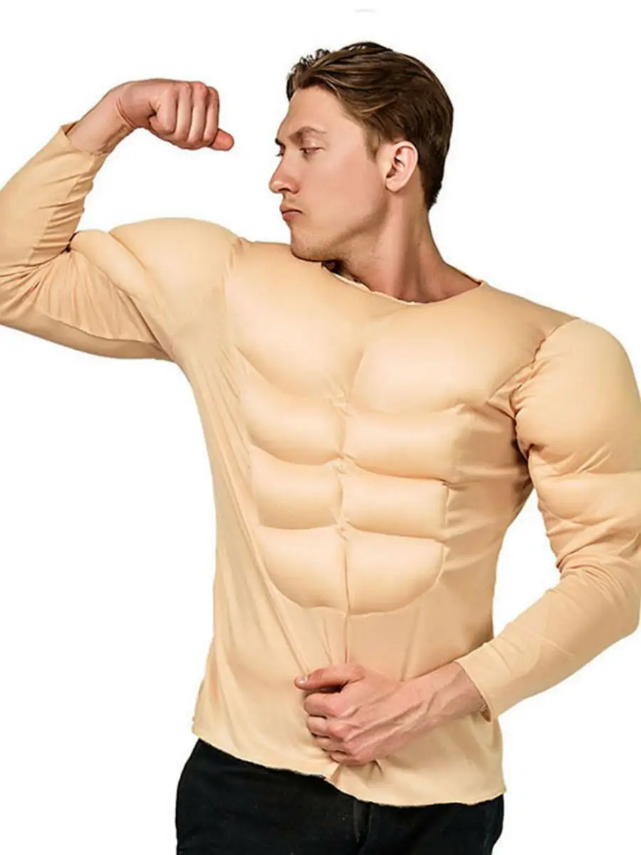 جديد الكبار العضلات رجل لوهوين دور اللعب وهمية البطن تي شيرت الاسمية زي مادة البوليستر موسم الربيع