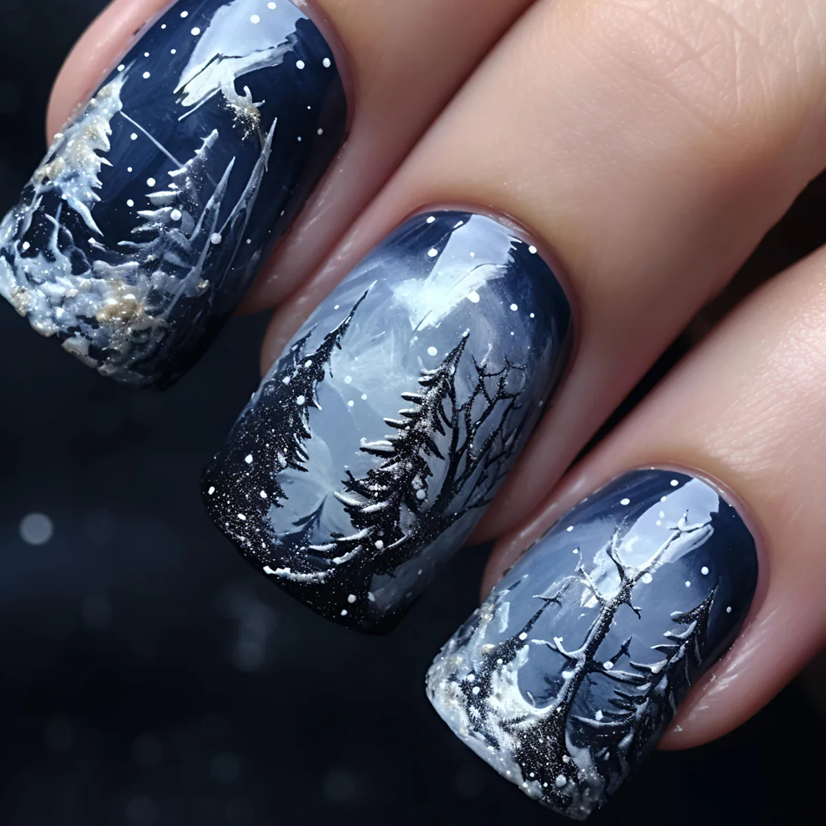 24개/세트 크리스마스 파티용 중간 크기 인조 손톱, 눈사람 선물, 눈송이, 산타클로스, 사각 아몬드 팁, 프레스온 네일아트