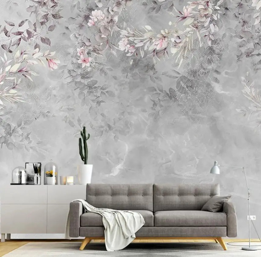 French retro Flower oil painting American-style plant vines wallpaper home decoration customizable size living room mural