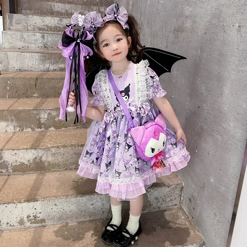 Robe de princesse de dessin animé pour enfants, Cosplay d'été pour filles, Anime Sanurgente Kuromi, Lolita Kawaii, cadeaux d'anniversaire pour enfants