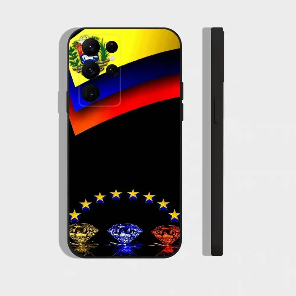 V-Venezuela Passport Flag Logo Collage Phone Case For Samsung S25,24,23,22,30,21,10,9,Ultra,Plus,FE 5G Black Soft Case
