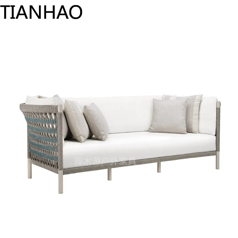 Nordic outdoor sofa teak courtyard villa leisure bed and breakfast terrace rattan furniture