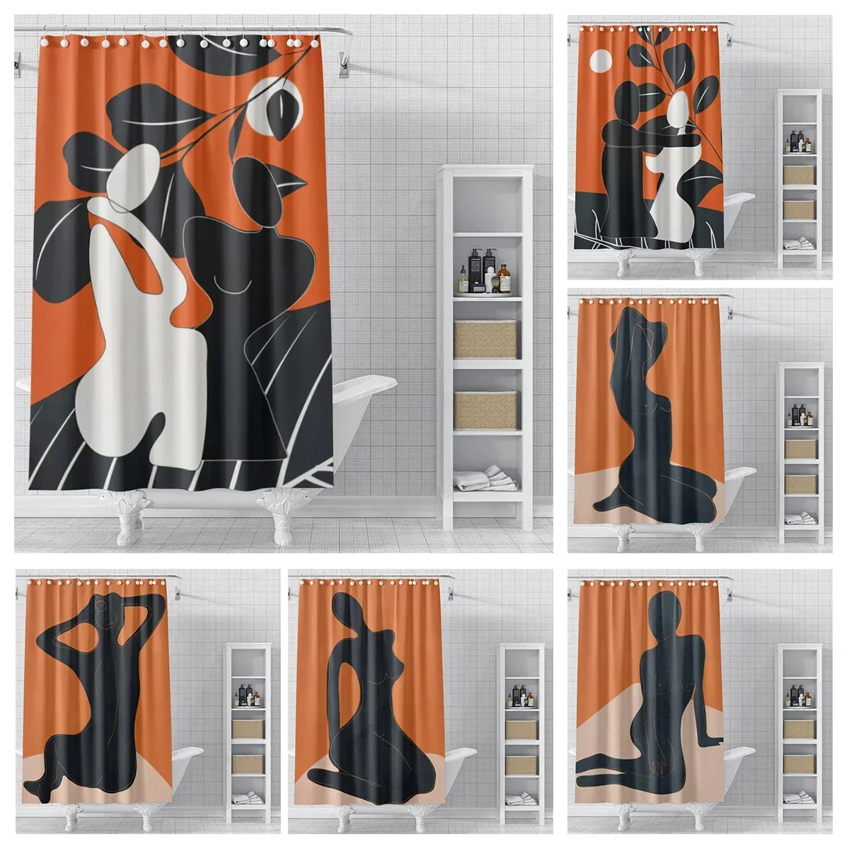 

Домашние занавески для душа для ванной комнаты, водонепроницаемая ткань, современные занавески для ванной комнаты в скандинавском стиле, занавеска для душа, абстрактное растение Morandi