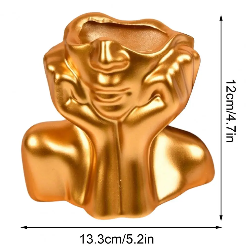 Resin Vase Modern Resin Face Ceramic Body Flower Pot Abstract Female Form for Shelf Desk Display