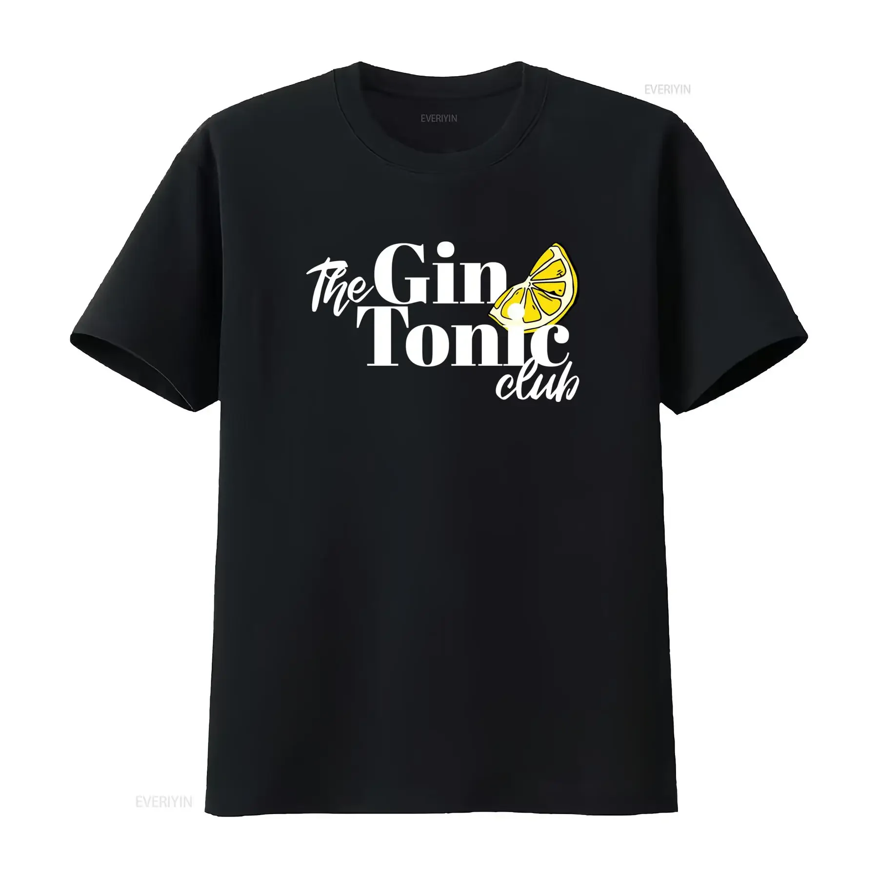 Camiseta Gin Tonic Club para Amantes, Estilo Moderno, para Fiestas de Verano, Cócteles, Festivales, Estilo Vintage, Lavada, Suave y Ligeramente Elástica