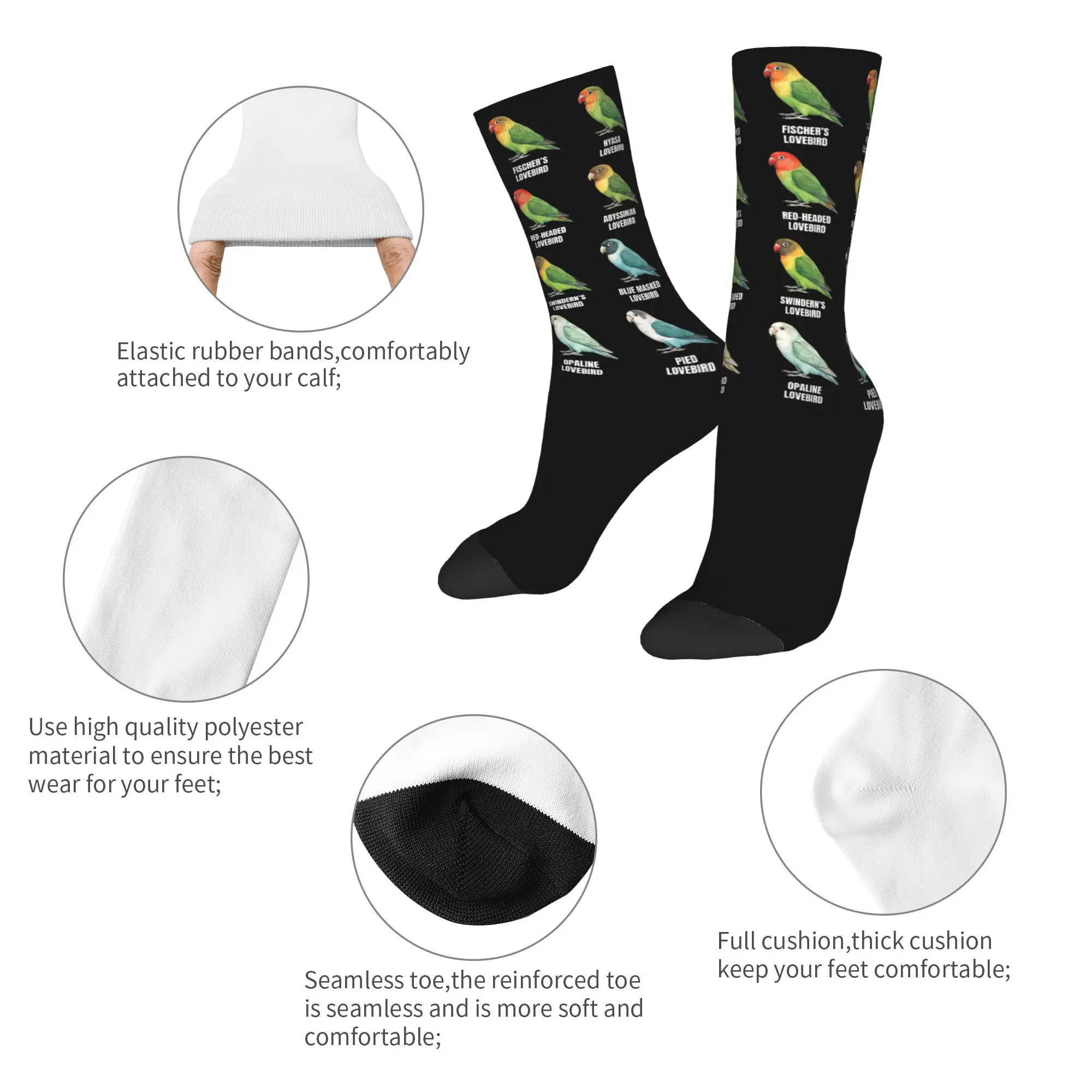 Winter Warm Colorful Women Men Parrots Bird Guide Different Parrot Species of The World Pet Socks  Breathable Soccer Socks