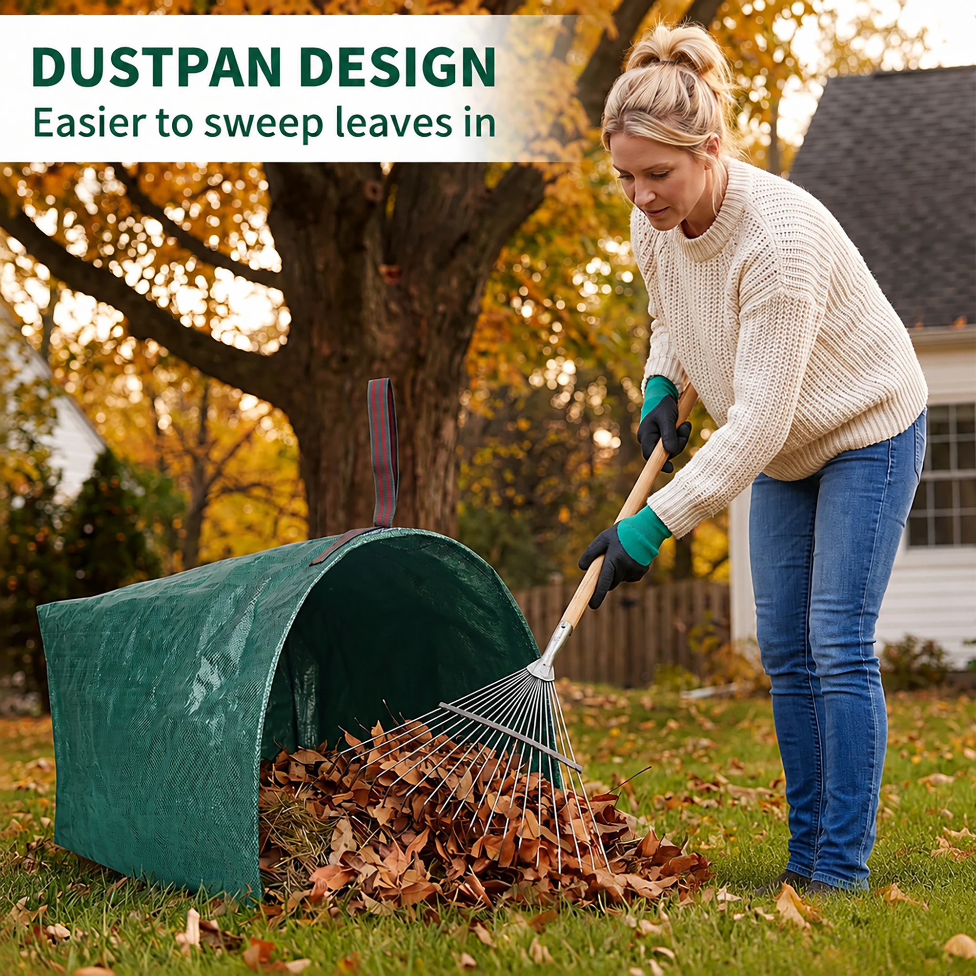 2-Pack Reusable Yard Waste Bags with Gloves, 72 Gallon Open-Mouth Bin Leaf & Lawn Debris Bags - Heavy-Duty Waterproof PP - Collapsible Seasonal Garden Cleanup Sacks