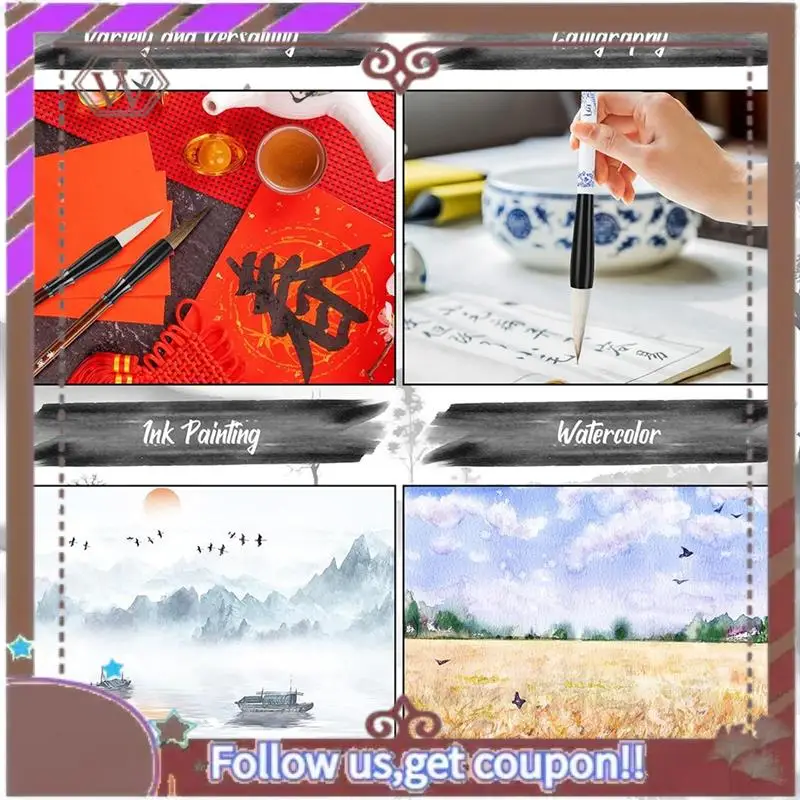 ABBG-48Pc Chinese Calligraphy Brush Set Watercolor Brush Bulk With Roll Bamboo Brush Holder For Writing Suitable For Painting