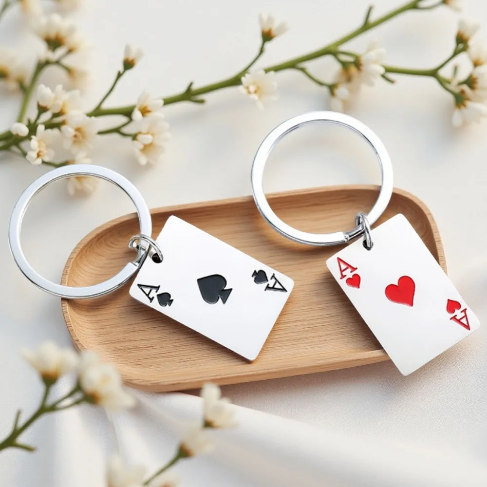 

Fashion Metal Poker Spades Hearts A Keychain Originality Backpack Pendant Keyring Personalization Car Moto Luck Key Chain Gift