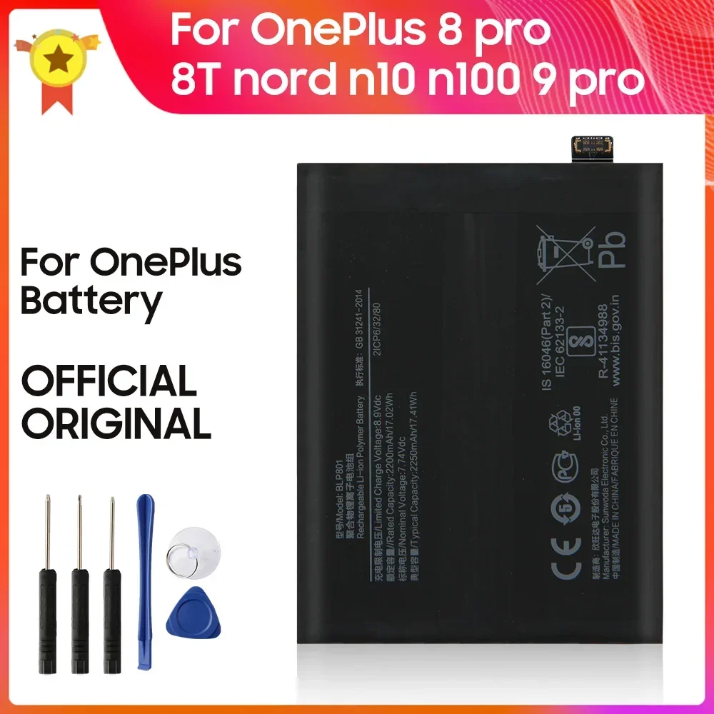 Phone Battery BLP761 BLP759 BLP801 For OnePlus 8 9 Pro 8T 9R 9Pro BLP829 BLP827 OnePlus Nord N100 N10 BLP785 Replacement Battery