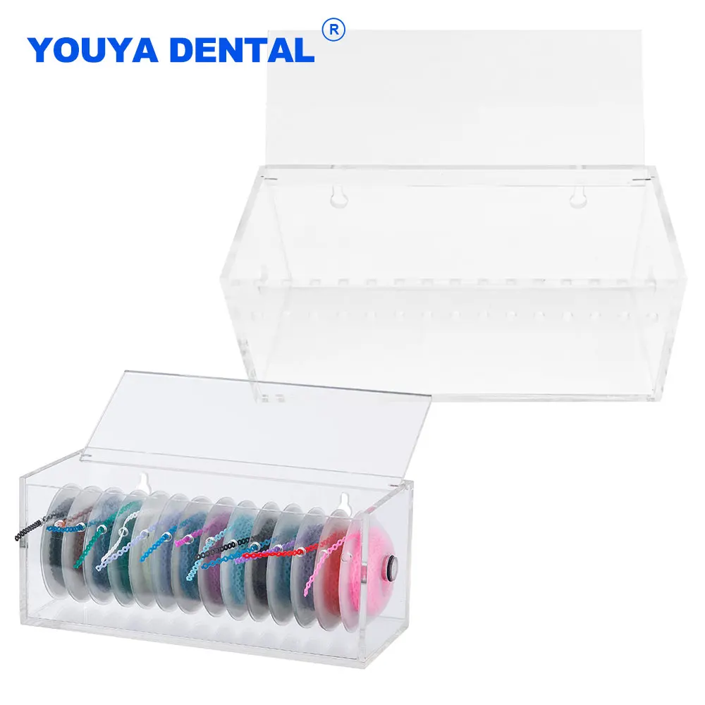 1pcs Dental Power Chain Holder Orthodontic Elastics Chains Acrylic Dispenser Placing Box Ortho Rubber Band Organizer Box