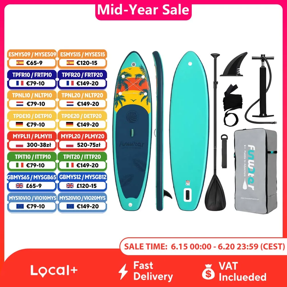 FunWater Inflatable Stand Up Paddle Board Paddling Board Surfboard Surf Sup Board 320-385CM  Non-Slip Water Sport Paddle Board