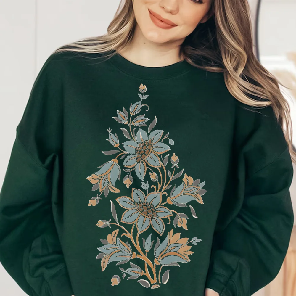 Felpa con cappuccio Y2k dipinta a mano da donna Felpa grafica oversize in stile coreano Calda casual Autunno Inverno 2025 Simbolo nazionale tradizionale