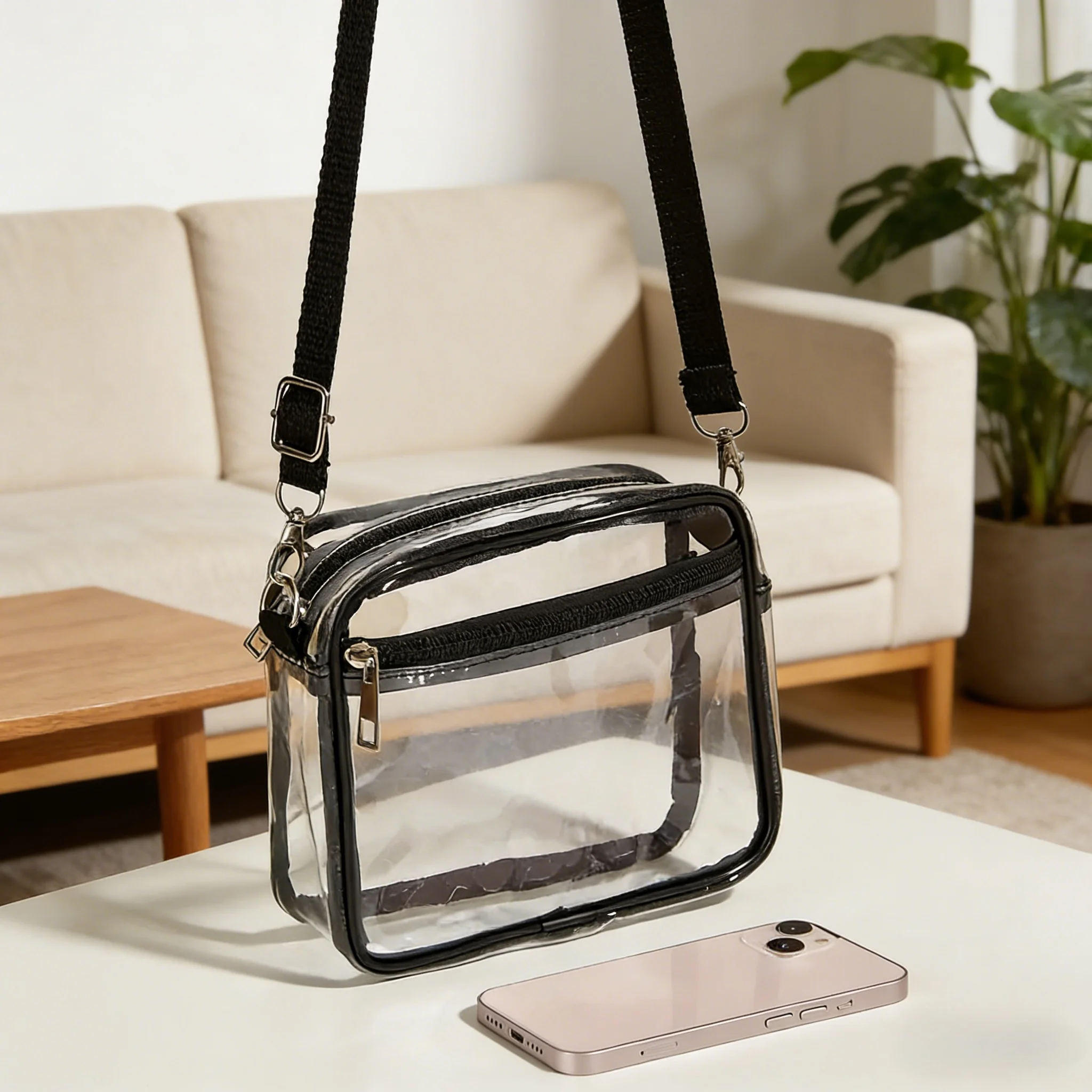 

Женская прозрачная сумка через плечо, одобренная стадионом, концертный прозрачный кошелек из ПВХ, простая сумка через плечо с передним карманом, повседневная сумка