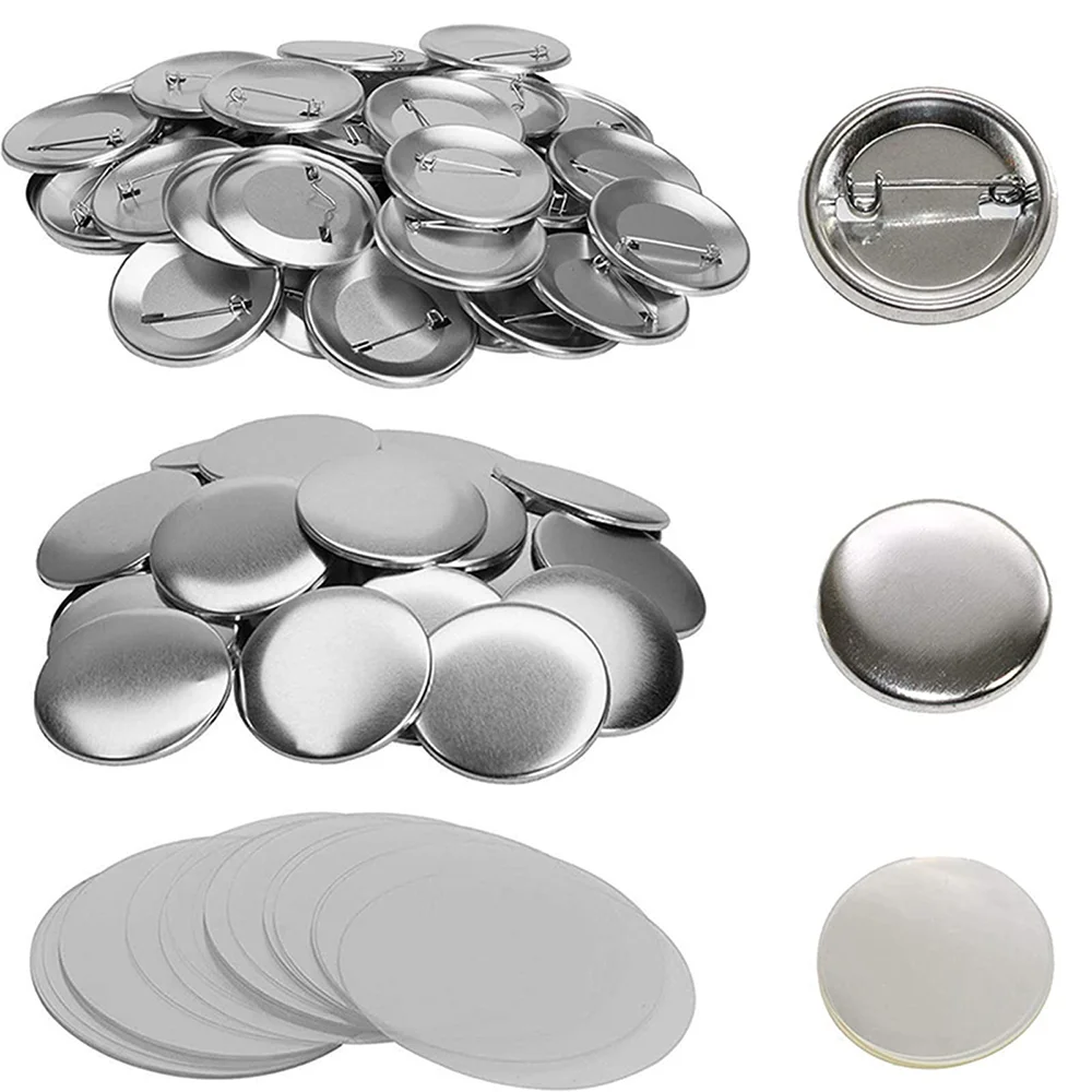 100pcs DIY Blank Button Pin Badge Kit, Round Metal Button Making Supplies With Shells, Back Covers, For Button Maker Machines