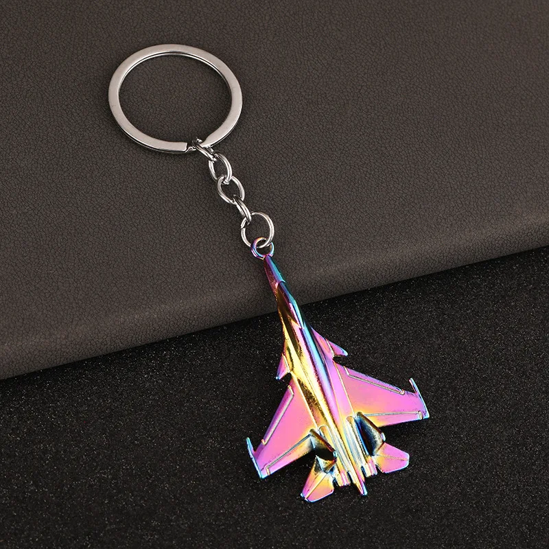 Fashion metal car keyring simulation small aircraft keychain men\'s and women\'s backpacks ornament Gifts