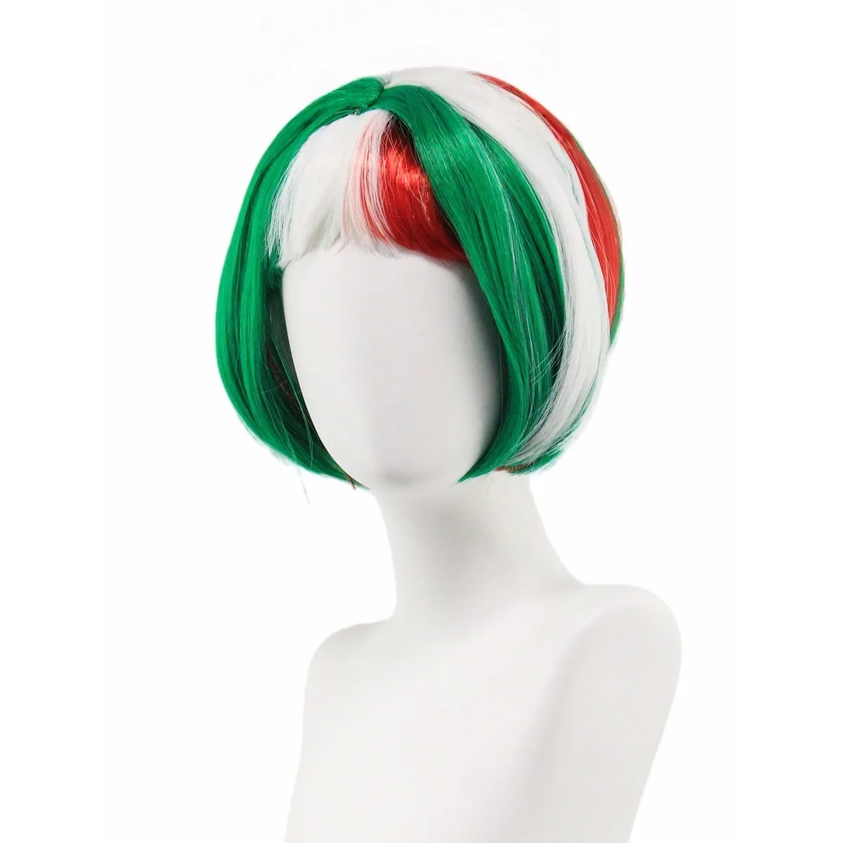 Anxin Brand Synthetic Fiber Wigs: Multi-Color Flag-Themed Short Wigs, Synthetic Bob Haircuts, Suitable for Fans Attending Events / Festival Celebrations / Party Costumes