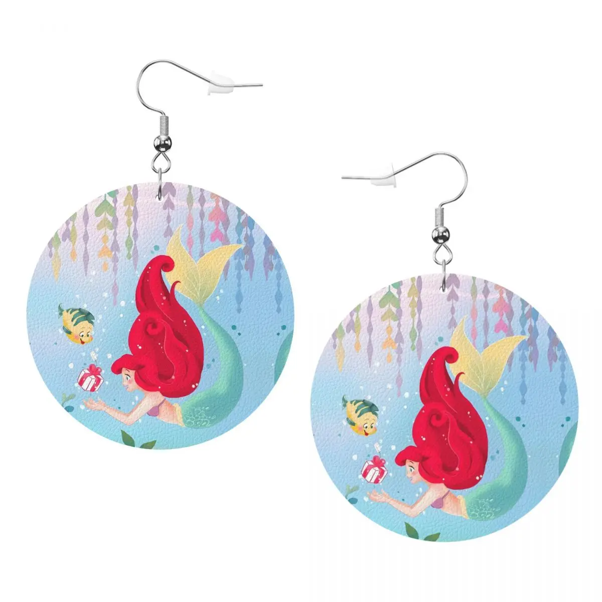 

Кожаные серьги-капли «Маленькая Русалочка» на заказ для женщин, легкие, в стиле принцессы Ариэль, для вечеринок и праздников