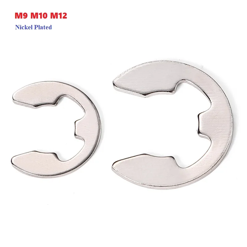 M9 M10 M12 Nickel Plated Carbon Steel Retaining Ring For 9mm/10mm/12mm E-Ring E Clip Snap Ring Shaft Circlip