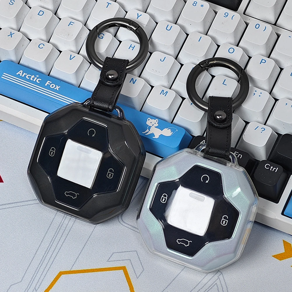 

For 2023-2024 Chery Jetour Traveler T2 T1 4 Buttons TPU Smart Car Key Case Cover Fully Transparent Package Keyless Accessories