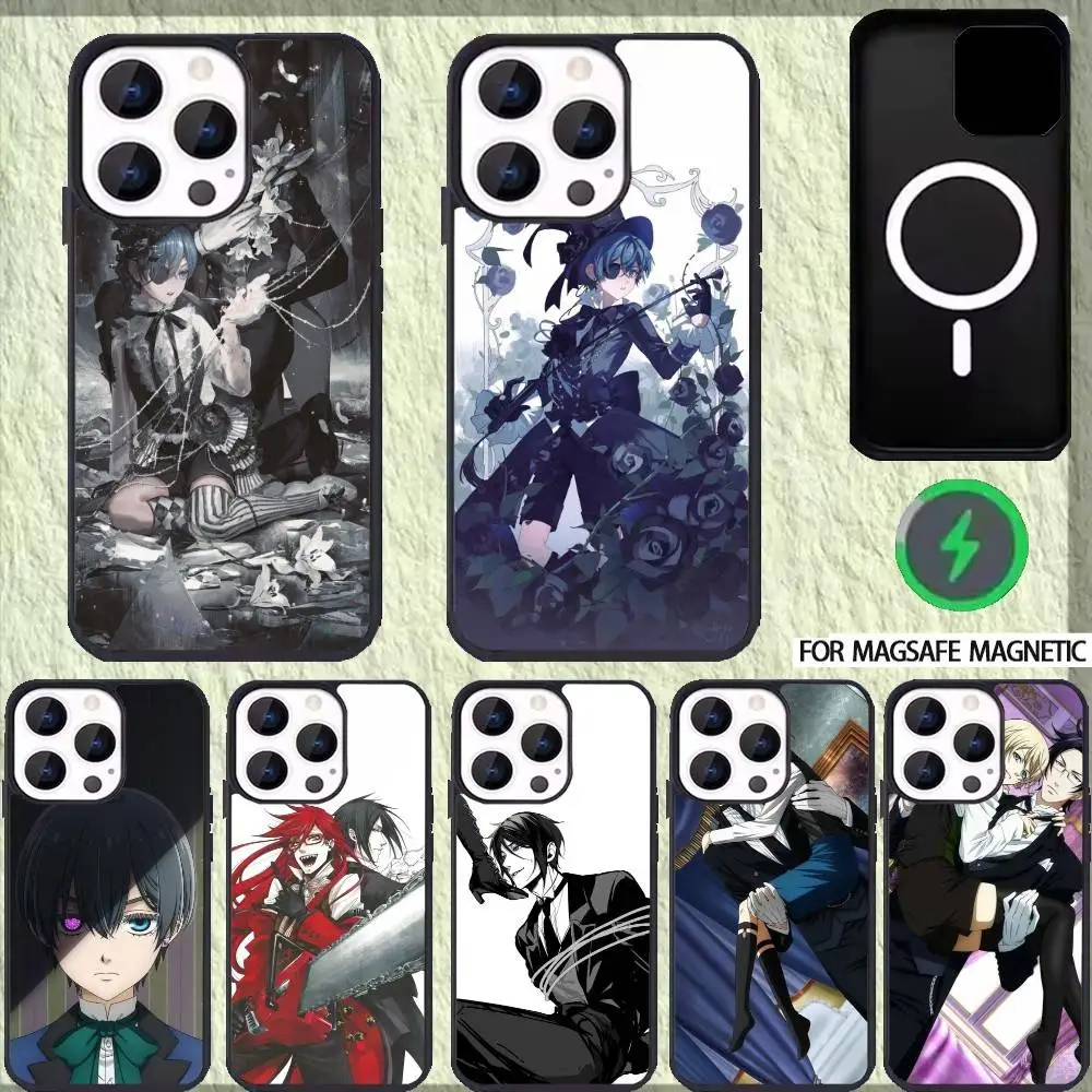 

Black B-Butler Anime Phone Case For iPhone 17,16,15,14,13,12,Plus,Pro,Max for Magsafe Magnetic Wireless Charging