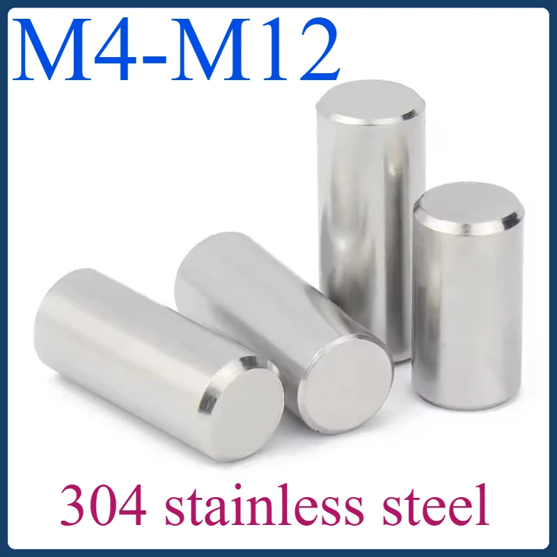 

304 Stainless Steel Solid Cylindrical Dowel Pins - M4-M12, Parallel Locating Pins with Non-Standard Sizes Available