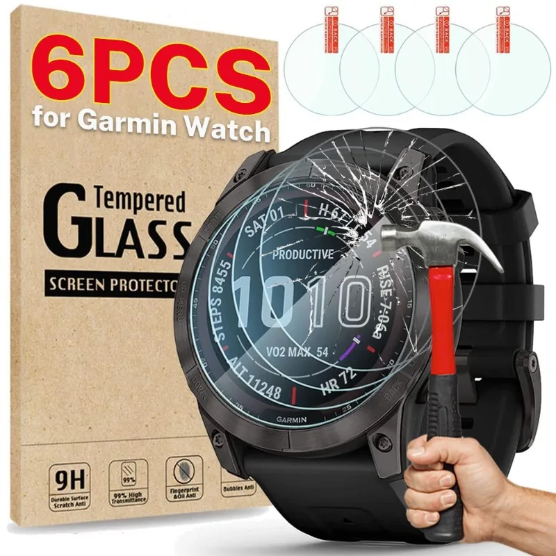 6/1 قطعة الزجاج المقسى للغارمين Fenix 8 7 6S 6x Forerunner 235 935 945 955 255 265 965 Vivoactive3 واقيات الشاشة الأفلام