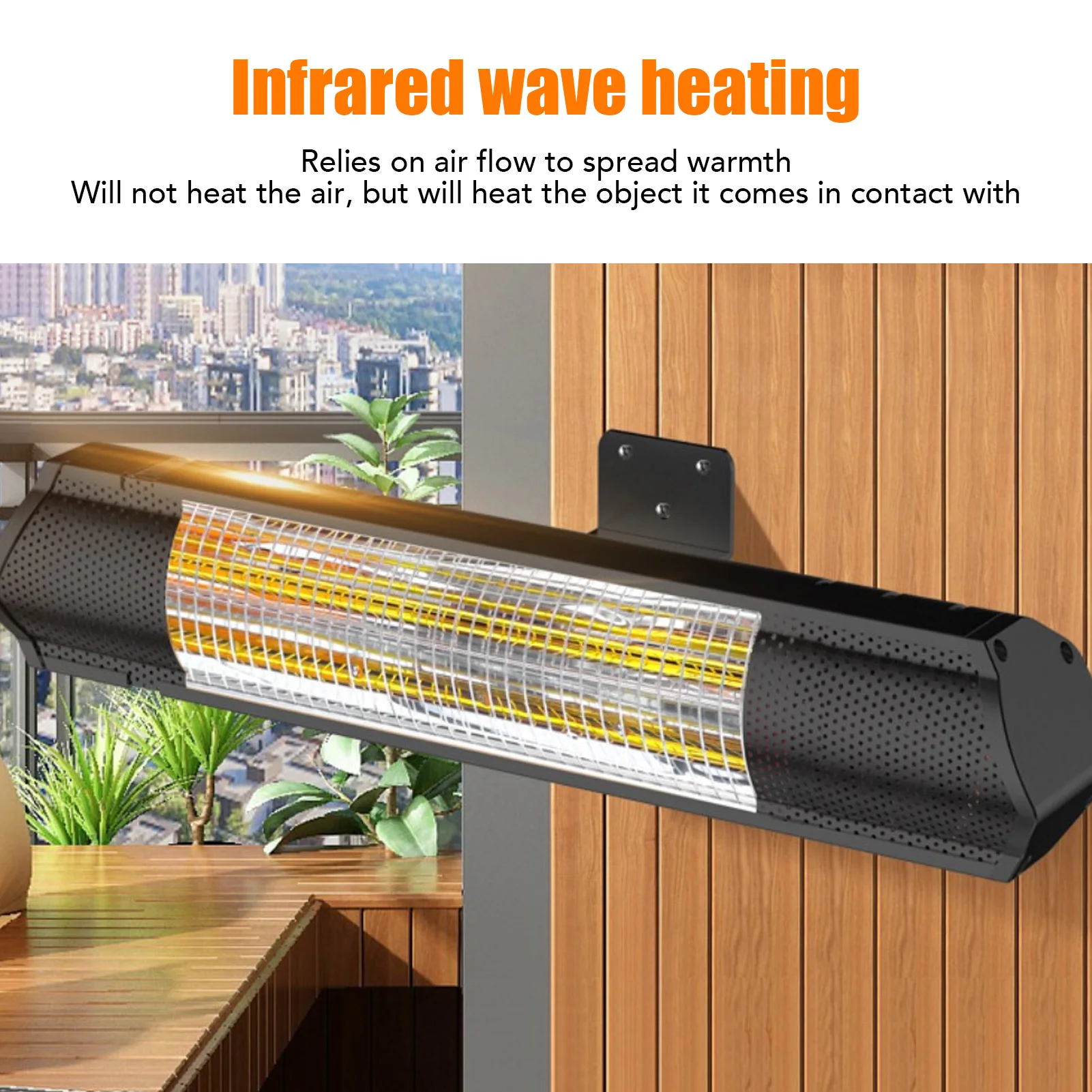 Electric Outdoor Heater EU 220V Wall Mounted Electric Infrared Heater  Gold Heating Tube with Remote Control for Indoor