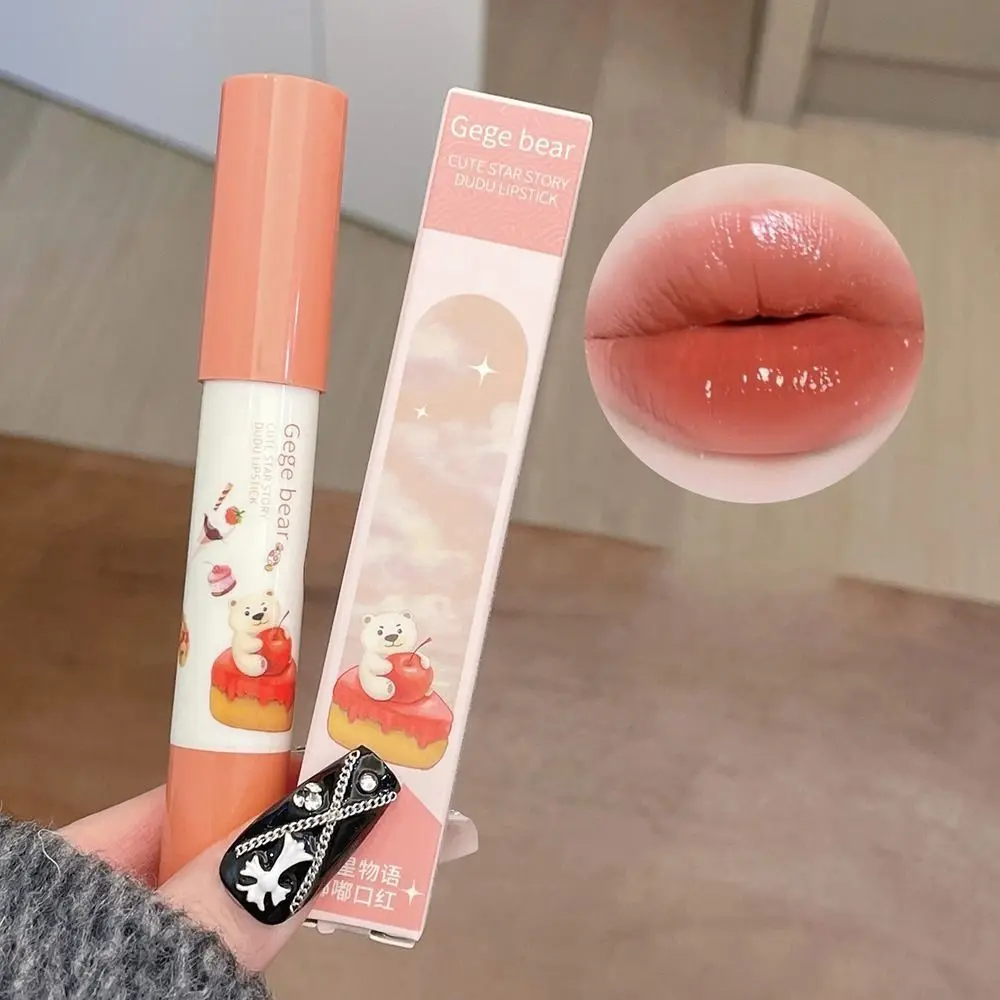 Gelei Beer Spiegel Krijt Lippenstift Hydrateren Water Gloss Lippenstift Make-Up Waterdichte Anti-Stick Cup Schattig Meisje Cosmetische Cadeau Schoonheid