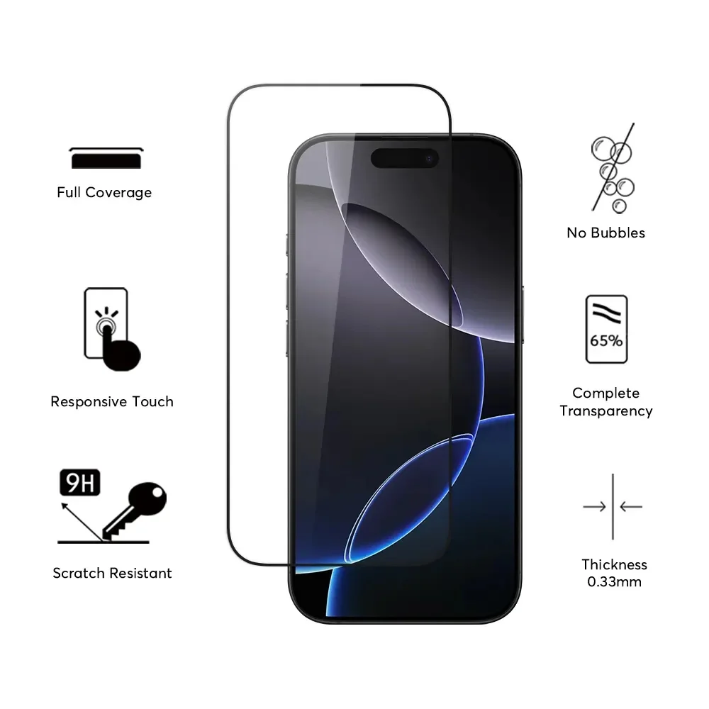 1-4PCS Tempered Glass For iPhone 16 Pro Max 14 15 16 Plus Screen Protector For iPhone 11 12 13 14 Pro Max Mini XS XR 8 7 6 Glass