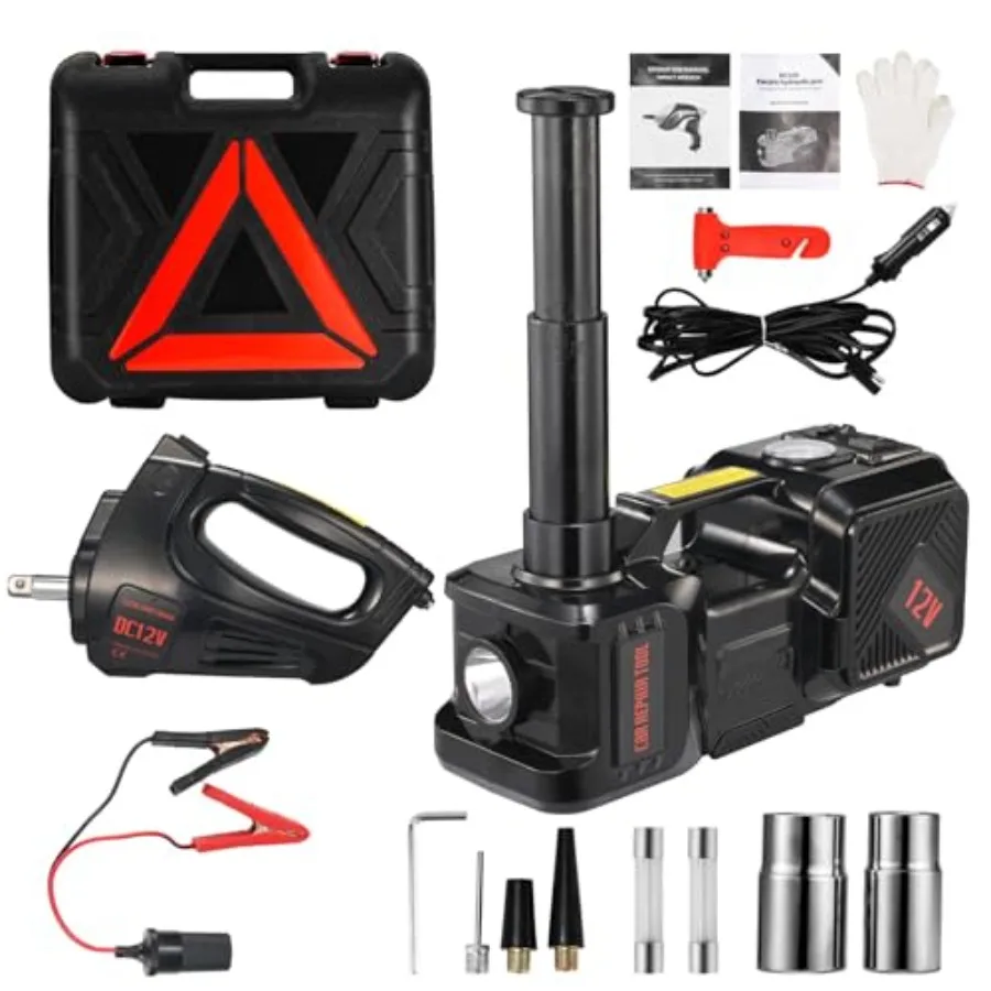 Electric Car Jack kit 5 Ton 12V Electric Floor Jack Lift for Vehicle Electric Hydraulic Jack Auto Repair Tool Set with Built-in