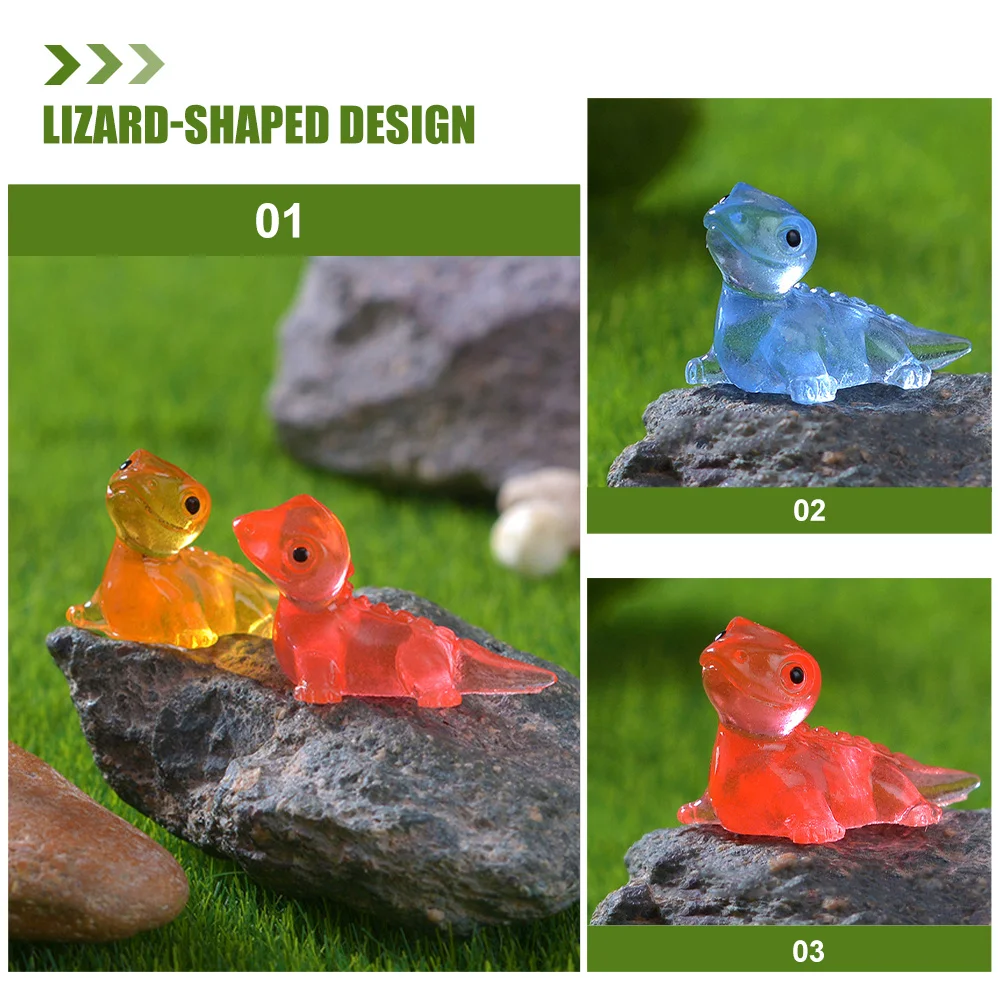 30 قطعة الراتنج الصغيرة توهج السحلية التماثيل حية ثلاثية الأبعاد الحيوانات الصغيرة الحلي سطح المكتب حديقة المشهد الصغير الديكور
