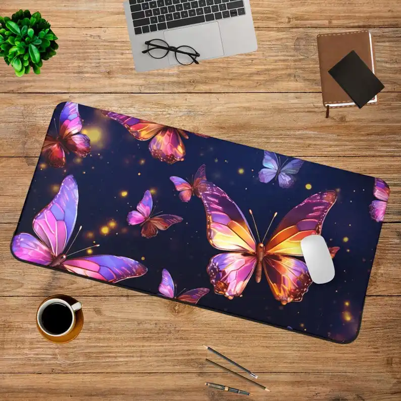 

Butterfly-patterned mouse pad, cute desk pad, office computer accessory, rubber anti-slip, durable, washable, high quality