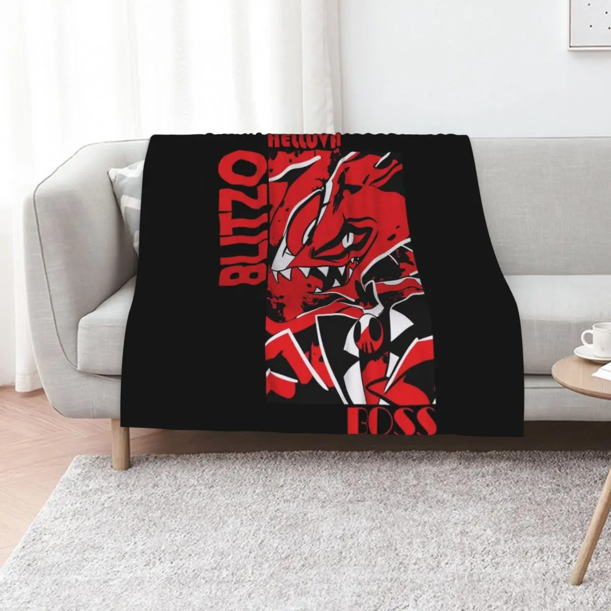Helluva Boss Blitzo Throw Blanket Furry Beach Blankets For Bed halloween Comforter Blankets