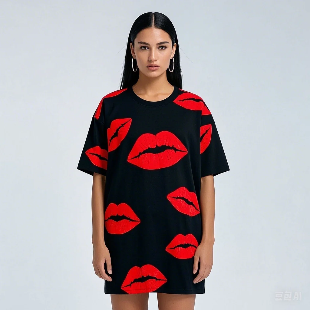 T-shirt à manches courtes pour femmes, grande taille, mode d'été, col rond imprimé en 3D, coupe confortable et ample