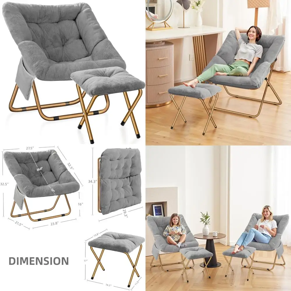 

Складное кресло из искусственного меха — размер XL для гостиной, спальни, чтения, удобное сиденье для взрослых и детей