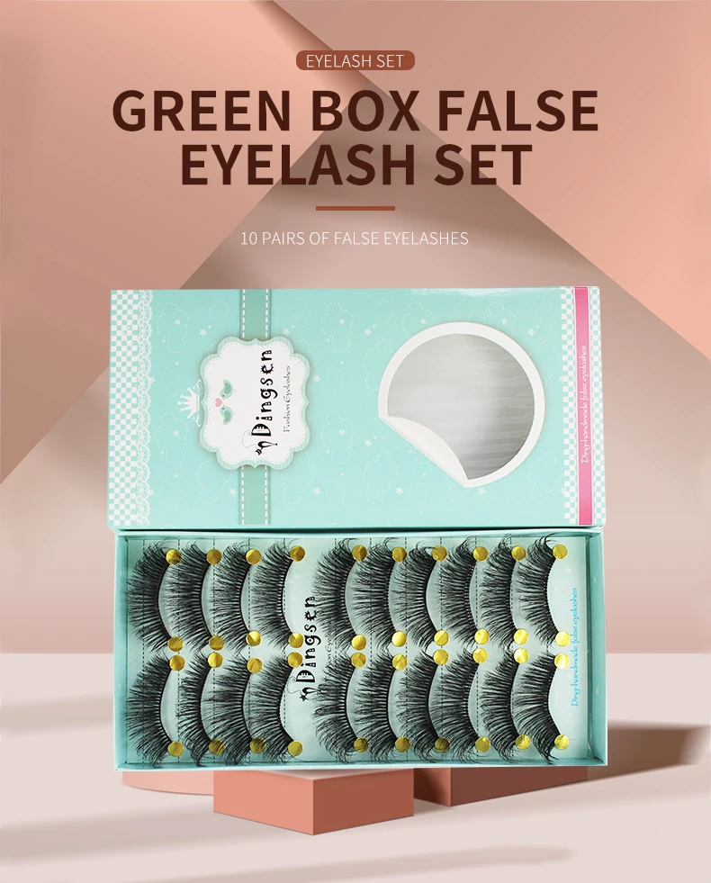 DINGSEN 10 Paar 3D-Wimpern zum Fabrikpreis, Großhandel 3D Handgefertigte Beauty Fans Qingdao Streifen-Kunstwimpern für Make-up – Detail 1