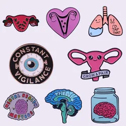 Grow A Pair Uterus Ovaries Feminist Brain Enamel Brooch Pin Metal Badge Lapel Backpack Hat Pin Women Fashion Jewelry Accessories