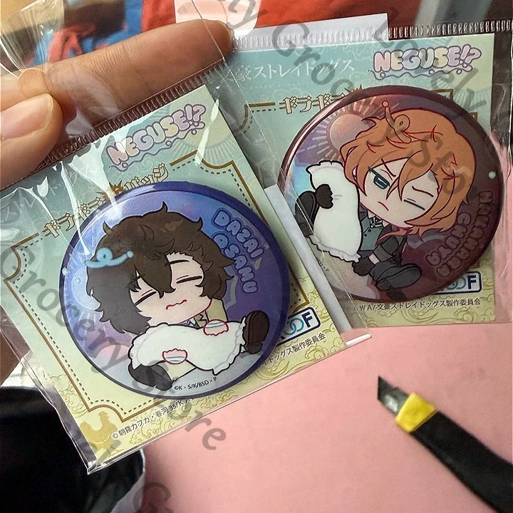 Bungo Stray Dogs Fyodor D Nikolai Gogol‌ Dazai Osamu Cosplay Anime Badge Emblem Genuine 56mm Brooch Cartoon Widget Pendants Fans